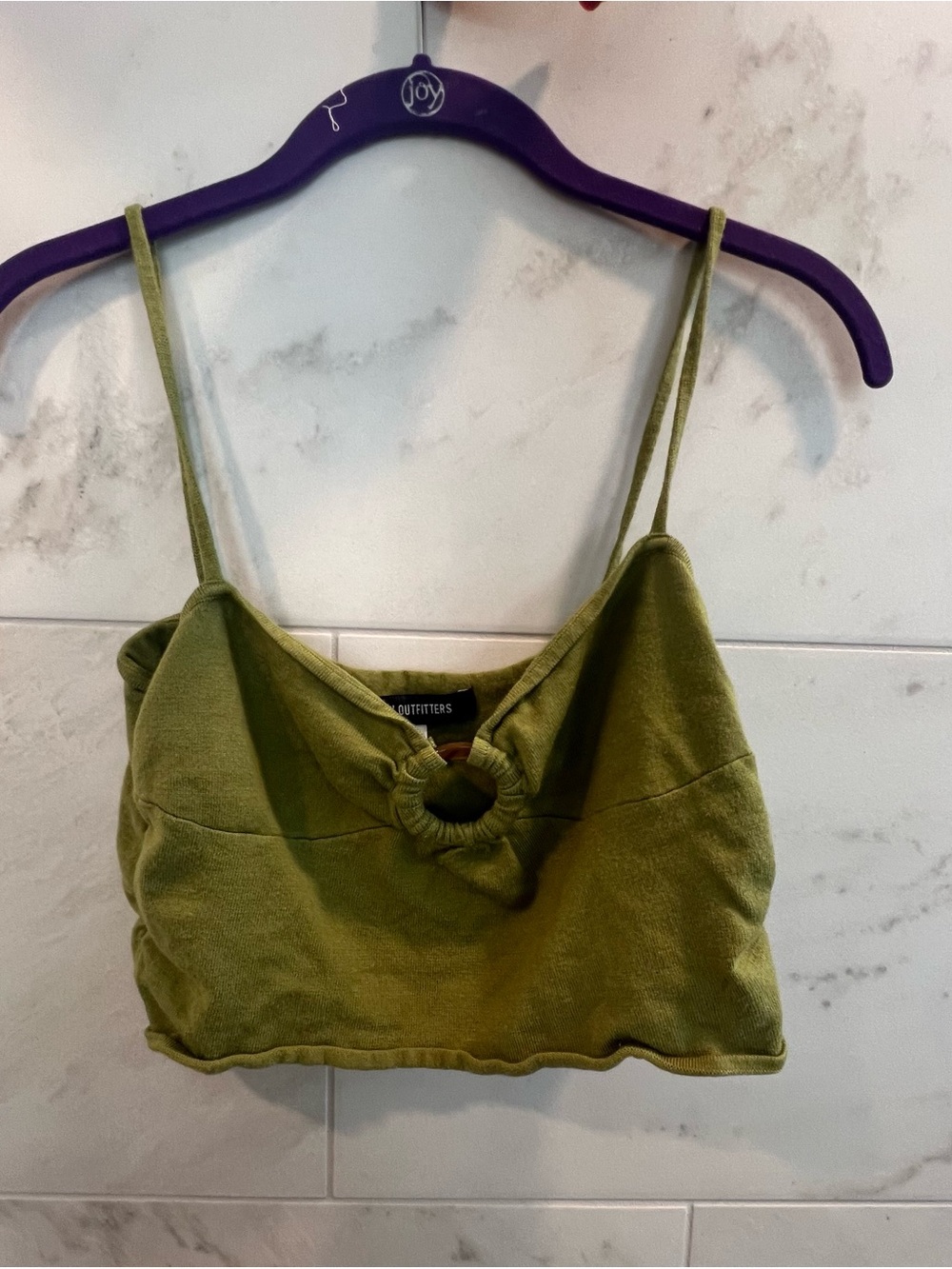 Urban Outfitters Olive Green Ring-Detail Cropped Cami Top